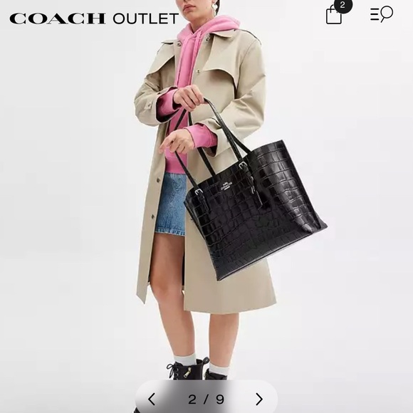 NWT Coach Mollie Tote Croco Black Women's Bag - Picture 10 of 10